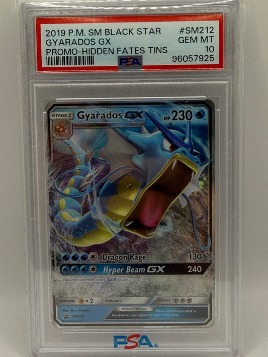 2019 Pokemon Sun & Moon Hidden Fates Promo 212 Gyarados GX PSA 10