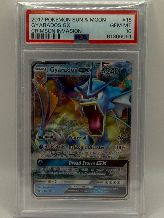 2017 Pokemon Sun & Moon Crimson Invasion Gyarados GX #18 PSA 10